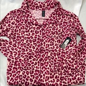 BEBE Pink Leopard Print Women's Sleepwear Gown Pajamas, Medium, NWT